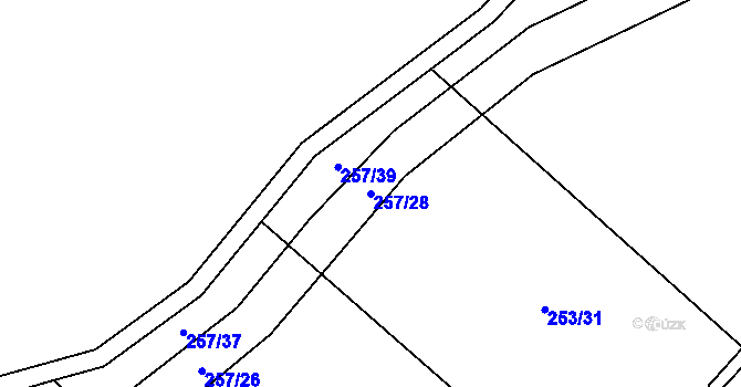 Parcela st. 257/28 v KÚ Velký Jeníkov, Katastrální mapa
