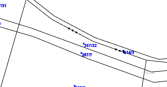 Parcela st. 257/32 v KÚ Velký Jeníkov, Katastrální mapa