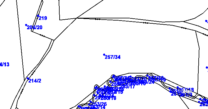 Parcela st. 257/34 v KÚ Velký Jeníkov, Katastrální mapa