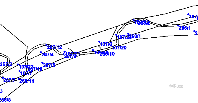 Parcela st. 266/10 v KÚ Velký Jeníkov, Katastrální mapa