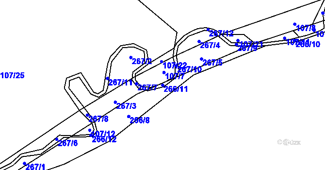 Parcela st. 266/11 v KÚ Velký Jeníkov, Katastrální mapa