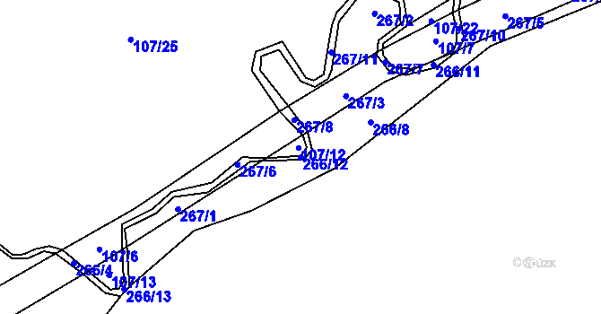 Parcela st. 266/12 v KÚ Velký Jeníkov, Katastrální mapa