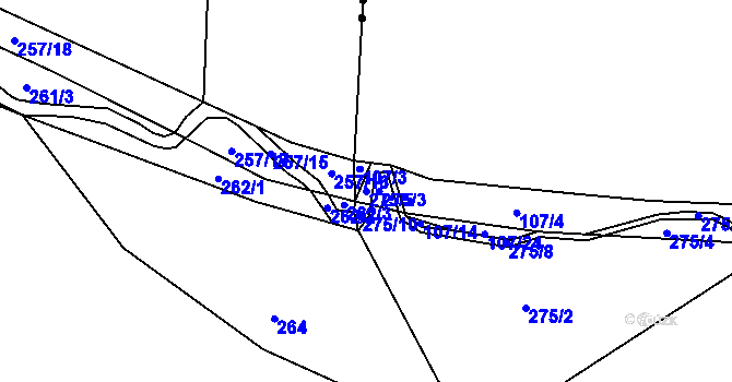 Parcela st. 275/5 v KÚ Velký Jeníkov, Katastrální mapa
