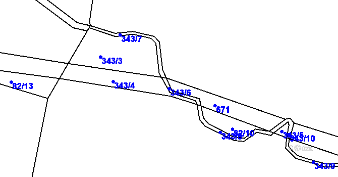 Parcela st. 343/6 v KÚ Velký Jeníkov, Katastrální mapa