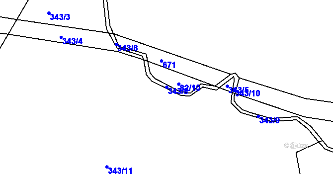 Parcela st. 343/8 v KÚ Velký Jeníkov, Katastrální mapa