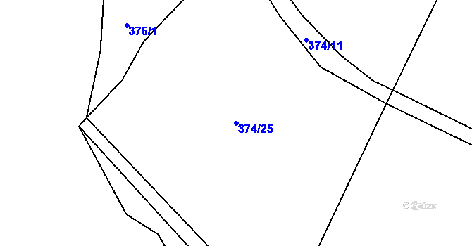 Parcela st. 374/25 v KÚ Velký Jeníkov, Katastrální mapa