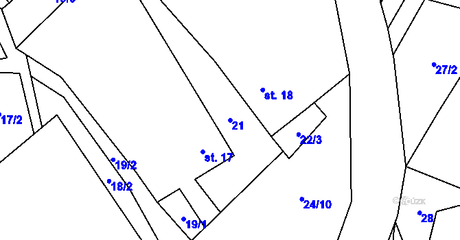 Parcela st. 21 v KÚ Velký Jeníkov, Katastrální mapa