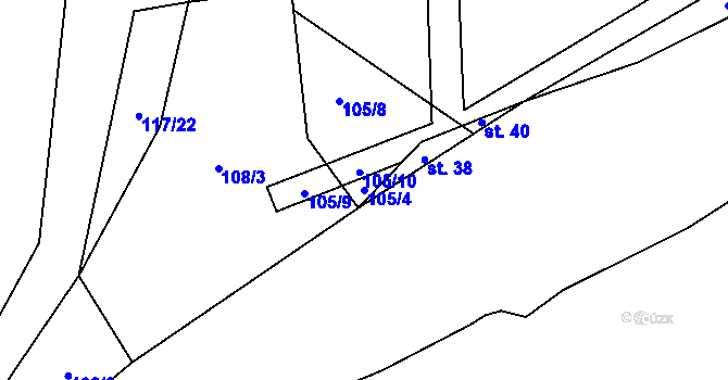 Parcela st. 105/4 v KÚ Velký Jeníkov, Katastrální mapa