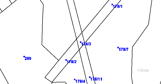 Parcela st. 178/3 v KÚ Velký Jeníkov, Katastrální mapa