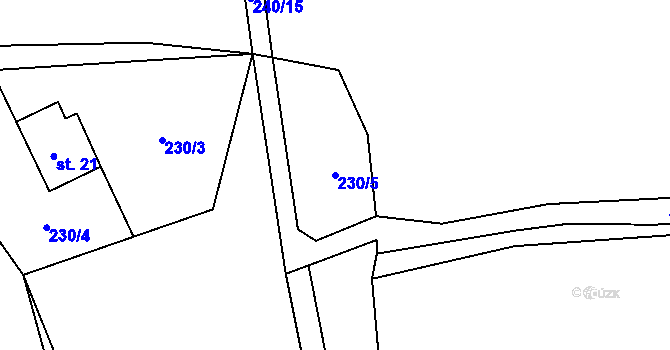 Parcela st. 230/5 v KÚ Velký Jeníkov, Katastrální mapa