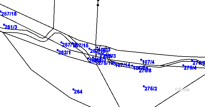 Parcela st. 275/3 v KÚ Velký Jeníkov, Katastrální mapa