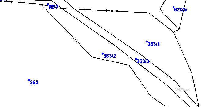 Parcela st. 363/2 v KÚ Velký Jeníkov, Katastrální mapa
