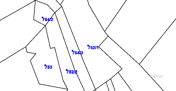 Parcela st. 752/1 v KÚ Malý Ježov, Katastrální mapa
