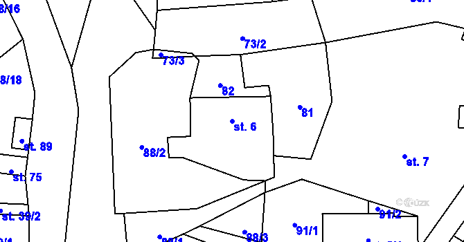 Parcela st. 6 v KÚ Velký Ježov, Katastrální mapa