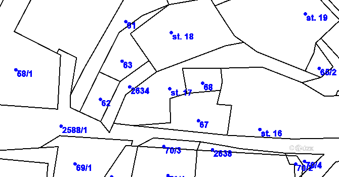 Parcela st. 17 v KÚ Velký Ježov, Katastrální mapa