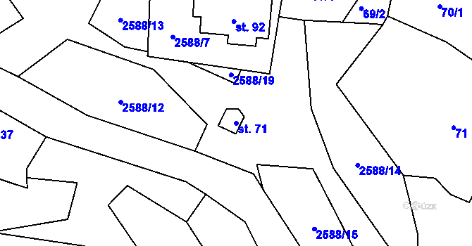 Parcela st. 71 v KÚ Velký Ježov, Katastrální mapa