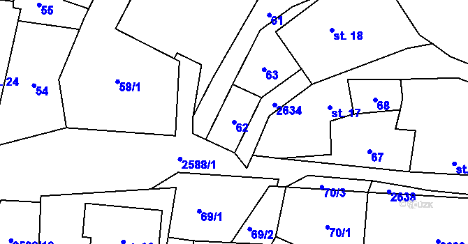 Parcela st. 62 v KÚ Velký Ježov, Katastrální mapa
