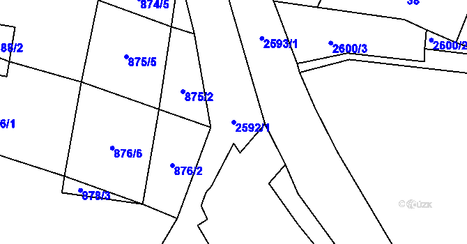 Parcela st. 2592/1 v KÚ Velký Ježov, Katastrální mapa