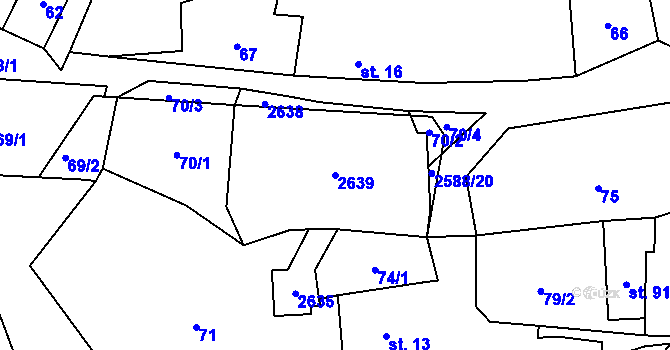 Parcela st. 2639 v KÚ Velký Ježov, Katastrální mapa