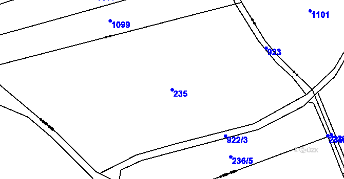 Parcela st. 235 v KÚ Těchobuz II, Katastrální mapa