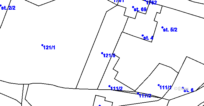 Parcela st. 121/5 v KÚ Jivjany, Katastrální mapa