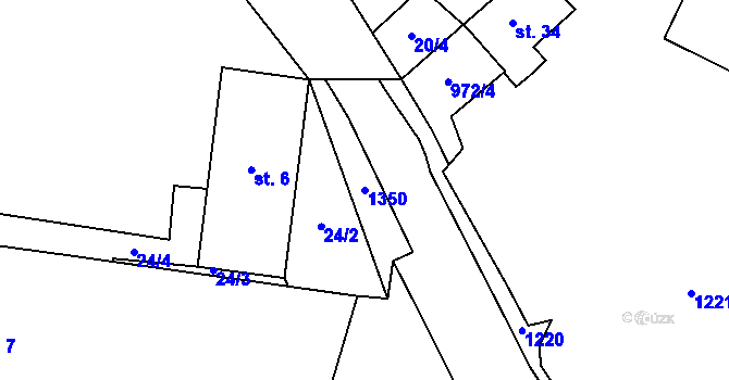 Parcela st. 1350 v KÚ Ostromeč, Katastrální mapa