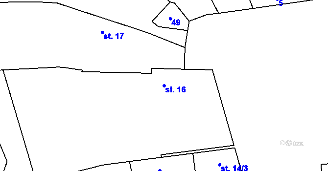 Parcela st. 16 v KÚ Ostromeč, Katastrální mapa