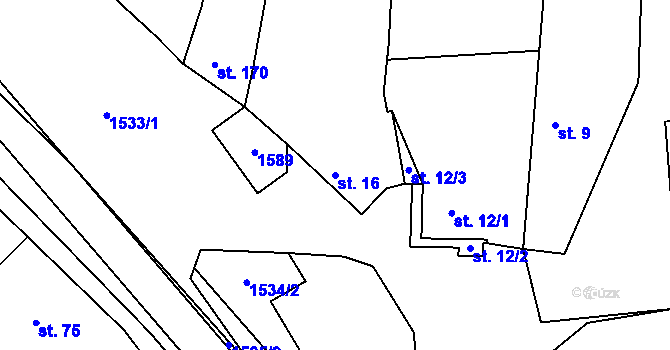 Parcela st. 16 v KÚ Velký Ořechov, Katastrální mapa