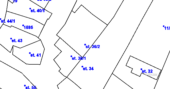Parcela st. 36/2 v KÚ Velký Ořechov, Katastrální mapa