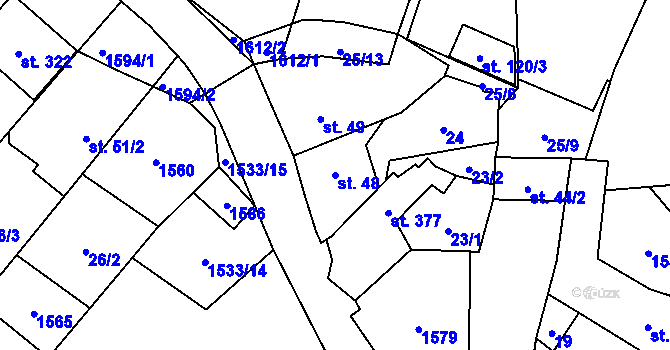 Parcela st. 48 v KÚ Velký Ořechov, Katastrální mapa