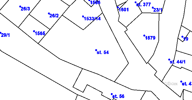 Parcela st. 54 v KÚ Velký Ořechov, Katastrální mapa
