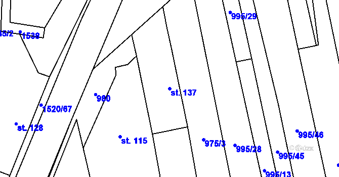 Parcela st. 137 v KÚ Velký Ořechov, Katastrální mapa