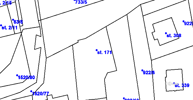 Parcela st. 171 v KÚ Velký Ořechov, Katastrální mapa
