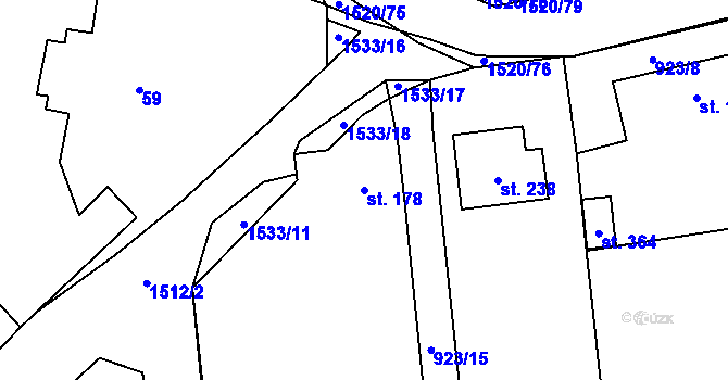 Parcela st. 178 v KÚ Velký Ořechov, Katastrální mapa
