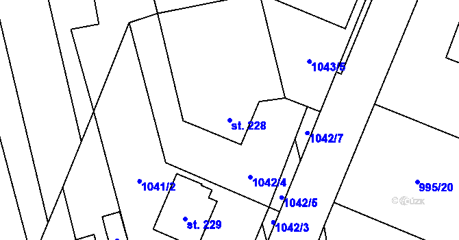 Parcela st. 228 v KÚ Velký Ořechov, Katastrální mapa