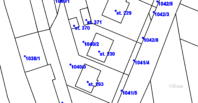 Parcela st. 230 v KÚ Velký Ořechov, Katastrální mapa