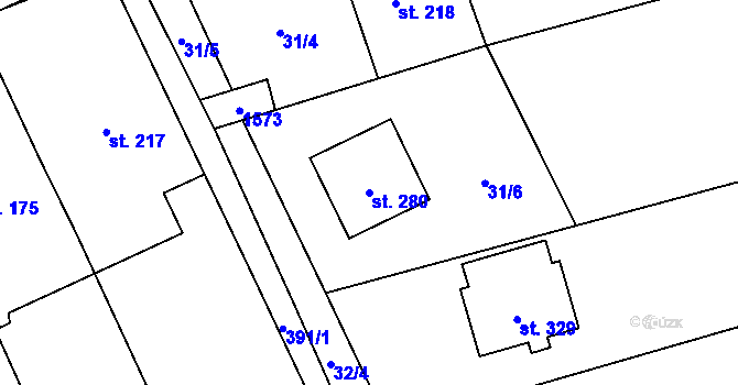 Parcela st. 280 v KÚ Velký Ořechov, Katastrální mapa