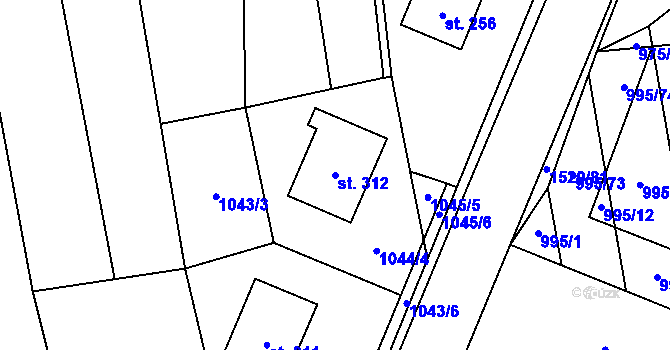 Parcela st. 312 v KÚ Velký Ořechov, Katastrální mapa