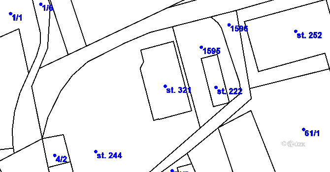 Parcela st. 321 v KÚ Velký Ořechov, Katastrální mapa