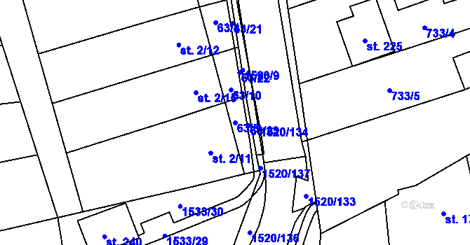 Parcela st. 63/5 v KÚ Velký Ořechov, Katastrální mapa