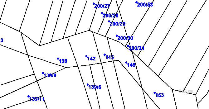 Parcela st. 145 v KÚ Velký Ořechov, Katastrální mapa