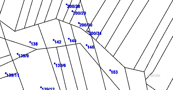 Parcela st. 146 v KÚ Velký Ořechov, Katastrální mapa