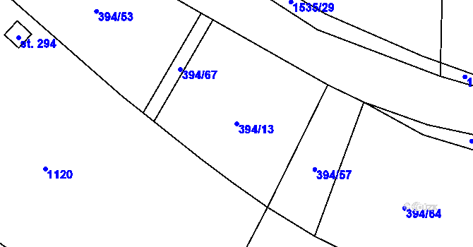 Parcela st. 394/13 v KÚ Velký Ořechov, Katastrální mapa