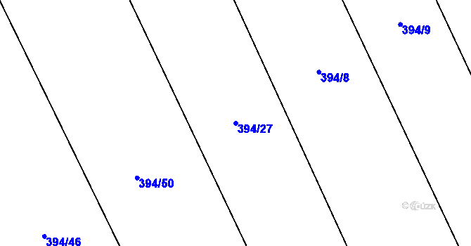 Parcela st. 394/27 v KÚ Velký Ořechov, Katastrální mapa