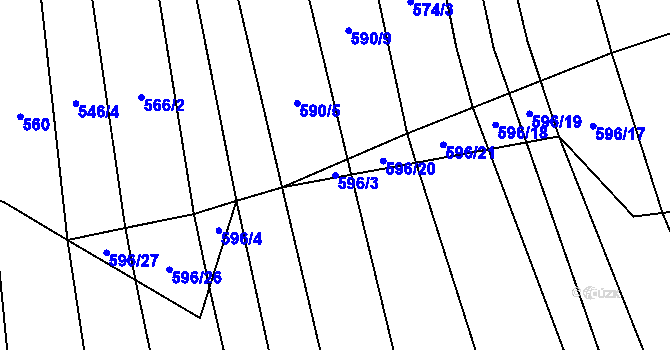 Parcela st. 596/3 v KÚ Velký Ořechov, Katastrální mapa