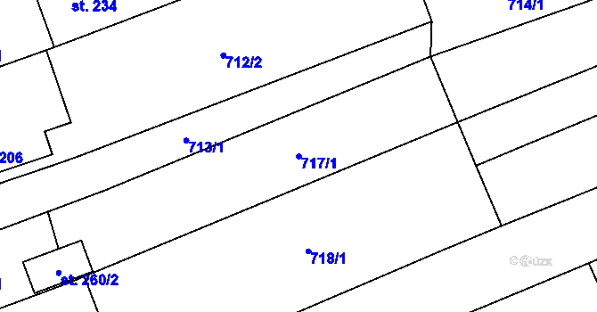 Parcela st. 717/1 v KÚ Velký Ořechov, Katastrální mapa