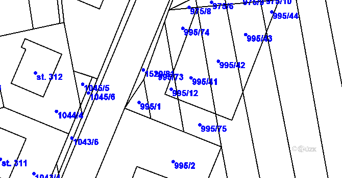 Parcela st. 995/12 v KÚ Velký Ořechov, Katastrální mapa