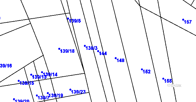 Parcela st. 144 v KÚ Velký Ořechov, Katastrální mapa
