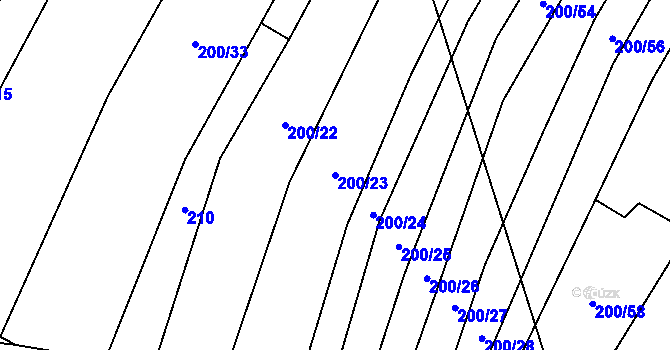 Parcela st. 200/23 v KÚ Velký Ořechov, Katastrální mapa