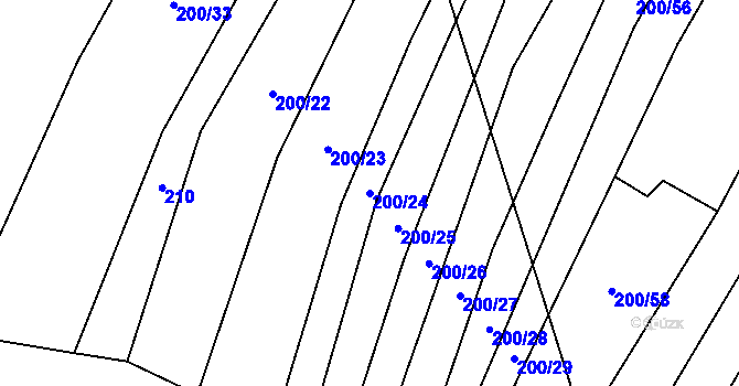 Parcela st. 200/24 v KÚ Velký Ořechov, Katastrální mapa